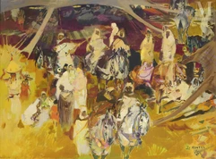 Jean  Gaston MANTEL (Amiens 1914-Rabat 1995)-Préparation de la fête du Moussem-img1