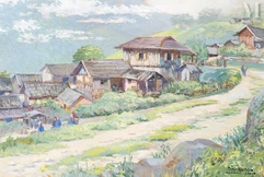 AUGUSTE DELAVAL (1875-1962)-"Village dans les terres", 1930-img1