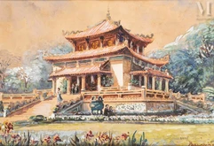 AUGUSTE DELAVAL (1875-1962)-"Temple vietnamien"-img1