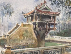 AUGUSTE DELAVAL (1875-1962)-"La Pagode au pilier unique à Hanoï"-img1