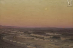 Alexander HARRISON (Philadelphie 1853-1930)-Coucher de soleil sur la mer-img1