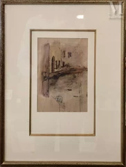 Henri FARGE (Paris 1884 - 1970)-Paysage avec une barque-img1