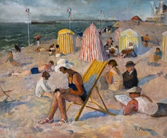 Kathe MUNZER (Wroclaw 1877 - Paris 1959)-Plage à Trouville-img1