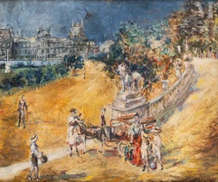Alexis Paul ARAPOFF ( Saint-Pétersbourg 1905 - Ashburnham 1948)-Promenade au jardin du Luxembourg, Paris-img1