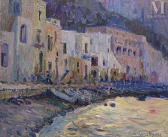Pierre WOLKONSKY (Saint-Pétersbourg 1901 - ? 1997)-Le port à Capri-img1