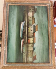 Jacques VOYET -1927-Deux bateaux à quai-img1