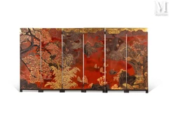 PHAM HAU (1903-1995)-Rare et important paravent en laque-img1