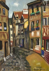 Lucien GENIN (1894-1953)-Ruelle animée, Rouen-img1