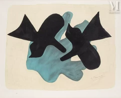 D'après Georges BRAQUE-Oiseaux sur fond bleu-img1