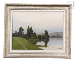 Hyppolite Camille DELPY (Joigny 1842 - Paris 1910)-Un soir sur la Seine-img1