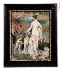 Paul Jean GERVAIS (1859-1944)-Nu au chien-img1