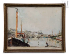 Arthur FILLON (1900-1974)-Bateau à quai-img1
