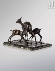Rembrandt BUGATTI (Milan 16 octobre 1884 - 8 janvier 1916 Paris)-"Biche allaitant ses deux faons"-img1