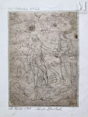 Ecole flamande du XVIIème siècle-Feuille d’études avec Salomé recevant la tête de saint Jean Baptiste, et autres personnages-img1