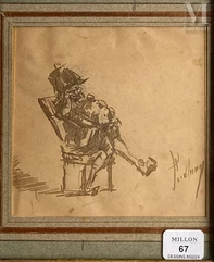 Mariano FORTUNY y MARSAL (Reus 1838 - Rome 1874)-Polichinelle assis-img1