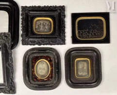 3 daguerréotypes-Portraits d'une femme, d'un couple, groupe de 6 personnes, c. 1855-img1