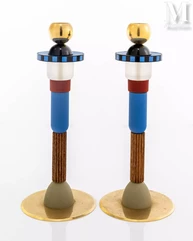 Hilton McCONNICO (1943 - 2018) pour LANVIN-Paire de bougeoirs-img1