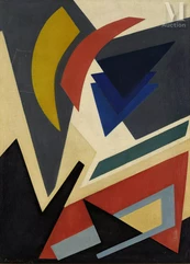 Silvano BOZZOLINI (Fiesole 1911 - Poggibonsi 1998)-Composition, Poussée contrastée, 1954-img1