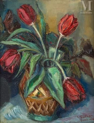 Samson FLEXOR (Soroca 1907- Sao Paulo 1971)-Le bouquet de tulipes-img1