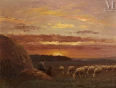 Paul CHAIGNEAU (1879 - 1938)-Soleil couchant à Barbizon-img1