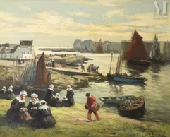 Henri BARNOIN (Paris 1882 - 1935)-Le port de Concarneau-img1