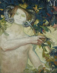 Paul Amédée MARCEL- BERONNEAU (Bordeaux 1869 - La Seyne sur Mer 1937)-Faunesse ceuillant une pomme.-img1