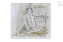 Léopold KRETZ (Lvow 1907- Paris 1990)-Nu féminin assis-img1