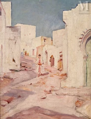 Vincent MANAGO (Toulon 1880 - Paris 1936)-Rue animée à Ghardaïa - sud algérien-img1