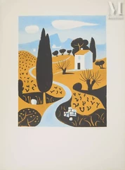 Jean HUGO (1894-1984)-Paysage de Provence au cyprès, 1966-img1