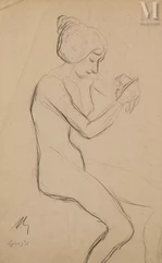 François-Rupert CARABIN (1862-1932)-Nu assis au mouchoir-img1