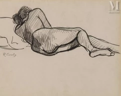 François-Rupert CARABIN (1862-1932)-Nu de dos allongé-img1