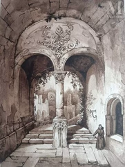 Entourage de Louis Daguerre (1787-1851)-Intérieur de monastère-img1