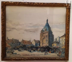 Frank BOGGS (1855-1926) Aquarelle et fusain--img1