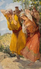 Jules VAN BIESBROECK (Portici 1873- Bruxelles 1965)-Les porteuses d'eau berbères-img1