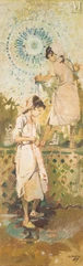 Jean Gaston MANTEL (Amiens 1914 - Rabat 1995)-Jeunes femmes devant la fontaine-img1