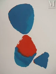 Nicolas DE STAEL-"Composition abstraite bleu et rouge, 1952 "-img1