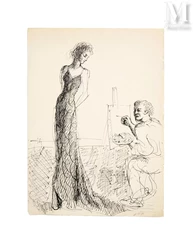 Jean HUGO (Paris 1894 - 1984)-Le Peintre et son modèle-img1