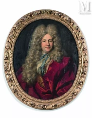 Nicolas de LARGILLIERRE (1656 - 1746)-Portrait d'homme à la draperie rougePortrait d'homme au manteau rouge-img1