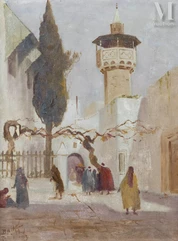 Théodore BALKE ( Faulquemont,1875 - Villeneuve sur Yonne,1951)-Tunis, promeneurs dans la médina-img1
