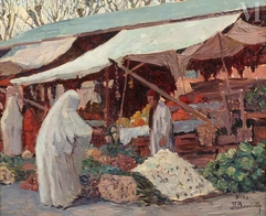 Maurice BOUVIOLLE (Beauvais 1893 - Marseille 1971)-Le marché aux légumes à Blida-img1