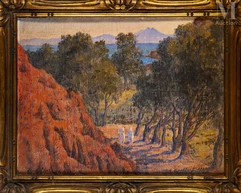 Alexandre ROUBTZOFF (1884-1949)-Femmes au Sefsari se promenant, le Mont Boukornine en face-img1