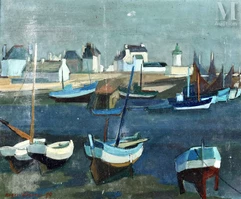 Roger WORMS (1907-1980), Ecole Française du XXème siècle-L'amer de Léchiagat - phare de Croas Malo - Le Guilvinec à Léchiagat-img1