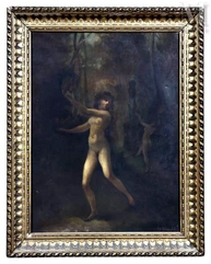 Ecole CONTEMPORAINE du XXème siècle-Femmes nues jouant du tambourin en forêt-img1