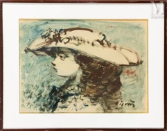 Sylvain VIGNY (1903-1970)-Portait de femme au chapeau-img1