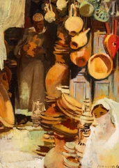Jean Gaston MANTEL (Amiens 1914 - Rabat 1995)-Le marché aux potiers-img1