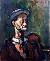 Madeleine FLASCHNER (1933-2022)-Le clown, portrait d'homme-img1