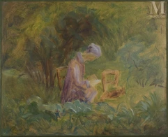 Marthe ORANT (Poissy 1874 - Paris 1957)-Lecture au bois-img1