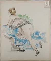 André DIGNIMONT (1891-1965)
 Aquarelle-Muse regardant par la fenêtre-img1