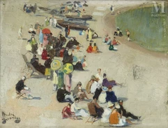 André DEVAMBEZ ( Paris 1867 - 1943)-Sur la plage-img1