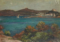 Valentine PEPE  (Active de 1896-1931 aux Salons)-Paysage de bord de mer dans le sud-img1